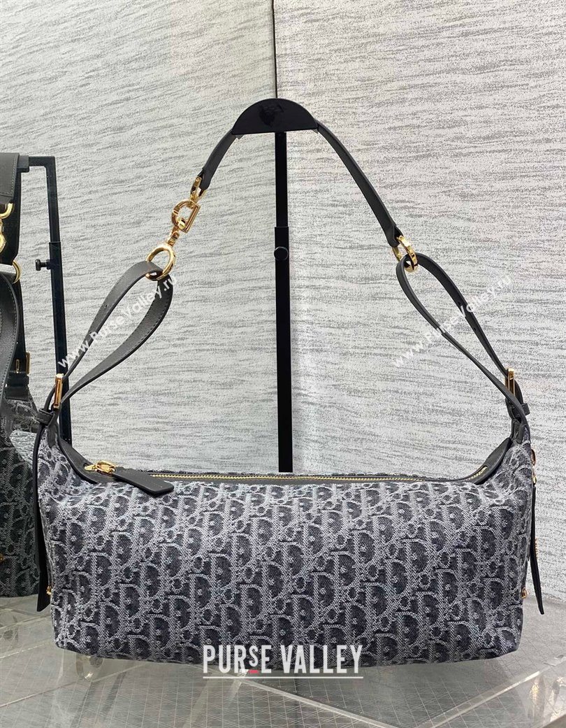 Dior Medium D-Journey Hobo Bag in Grey Denim Oblique Jacquard 2025 S2866 (XXG-251122048)