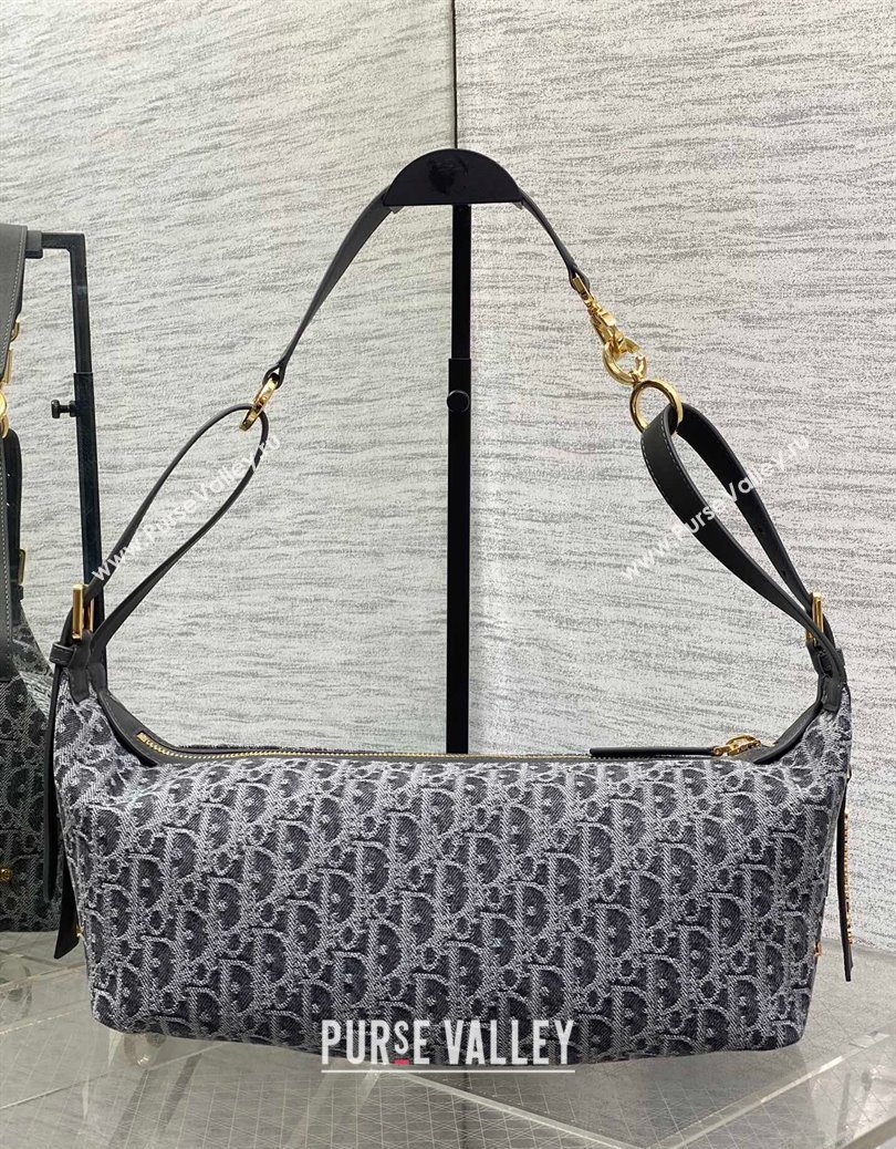 Dior Medium D-Journey Hobo Bag in Grey Denim Oblique Jacquard 2025 S2866 (XXG-251122048)