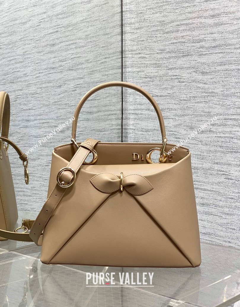 Dior Bow Top Handle Bag in Calfskin Leather Beige 2025 DR112201 (XXG-251122034)
