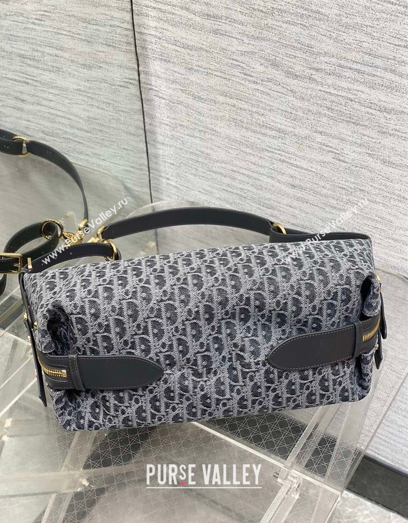 Dior Medium D-Journey Hobo Bag in Grey Denim Oblique Jacquard 2025 S2866 (XXG-251122048)