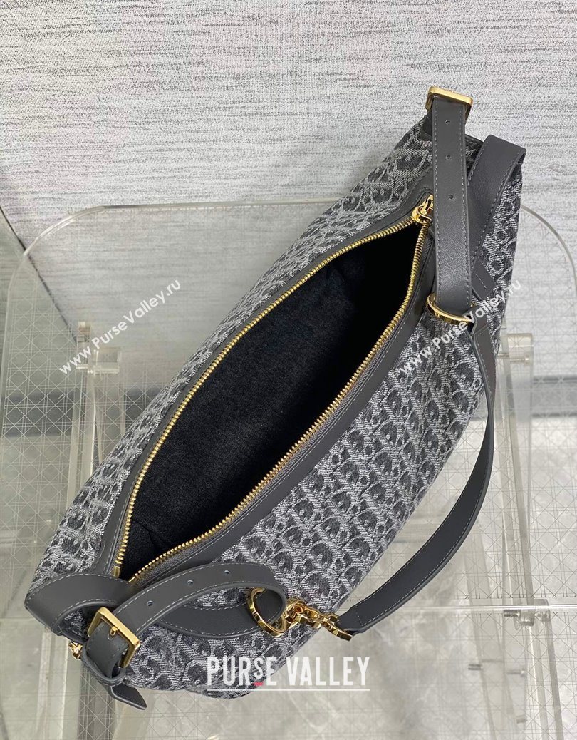 Dior Medium D-Journey Hobo Bag in Grey Denim Oblique Jacquard 2025 S2866 (XXG-251122048)