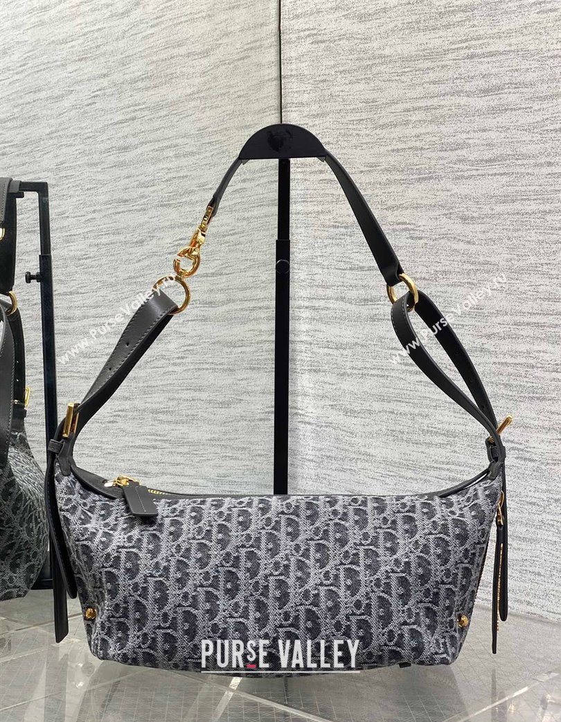 Dior Small D-Journey Hobo Bag in Grey Denim Oblique Jacquard 2025 S2866 (XXG-251122049)