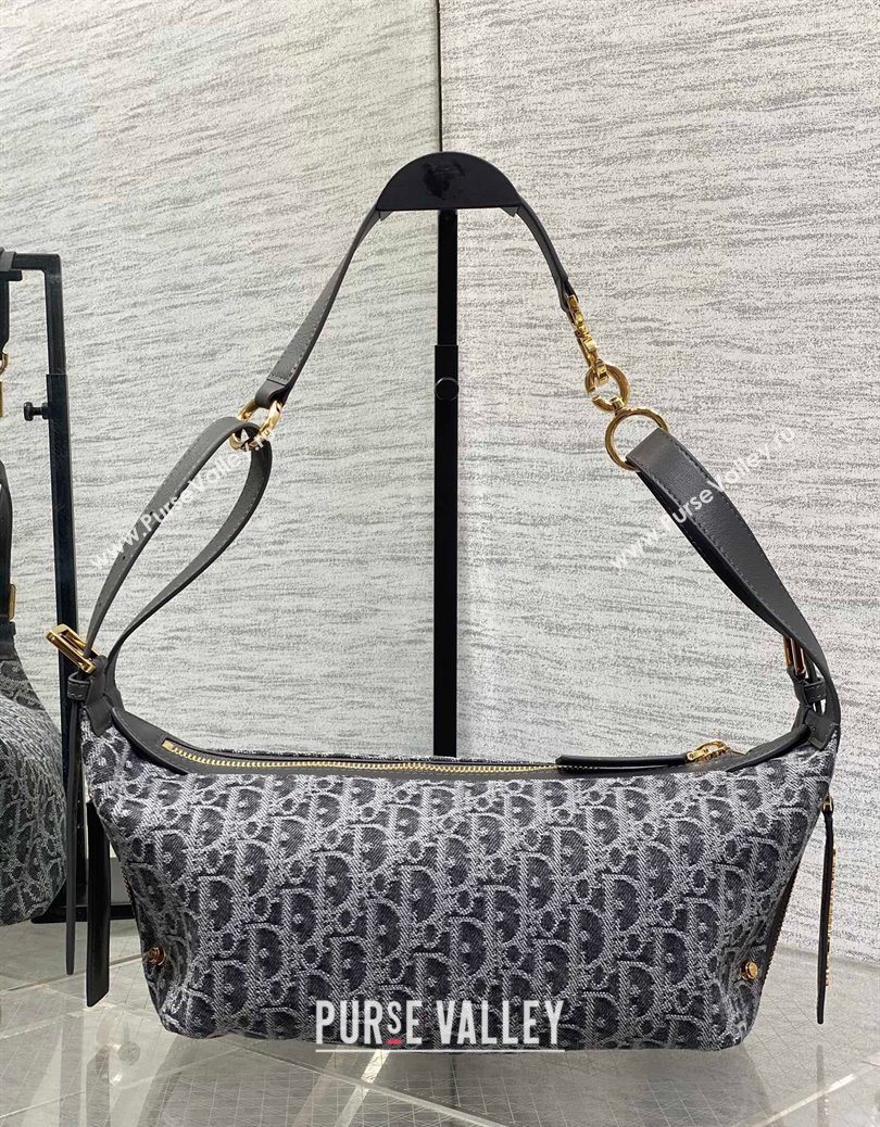 Dior Small D-Journey Hobo Bag in Grey Denim Oblique Jacquard 2025 S2866 (XXG-251122049)