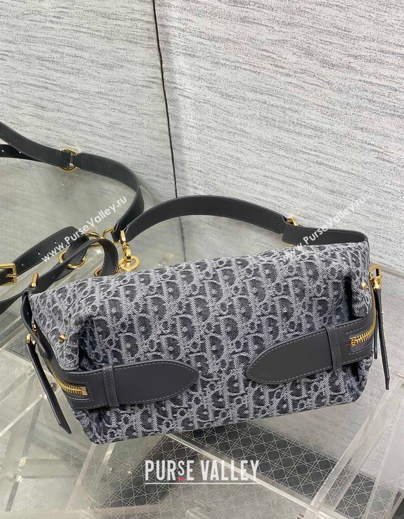 Dior Small D-Journey Hobo Bag in Grey Denim Oblique Jacquard 2025 S2866 (XXG-251122049)