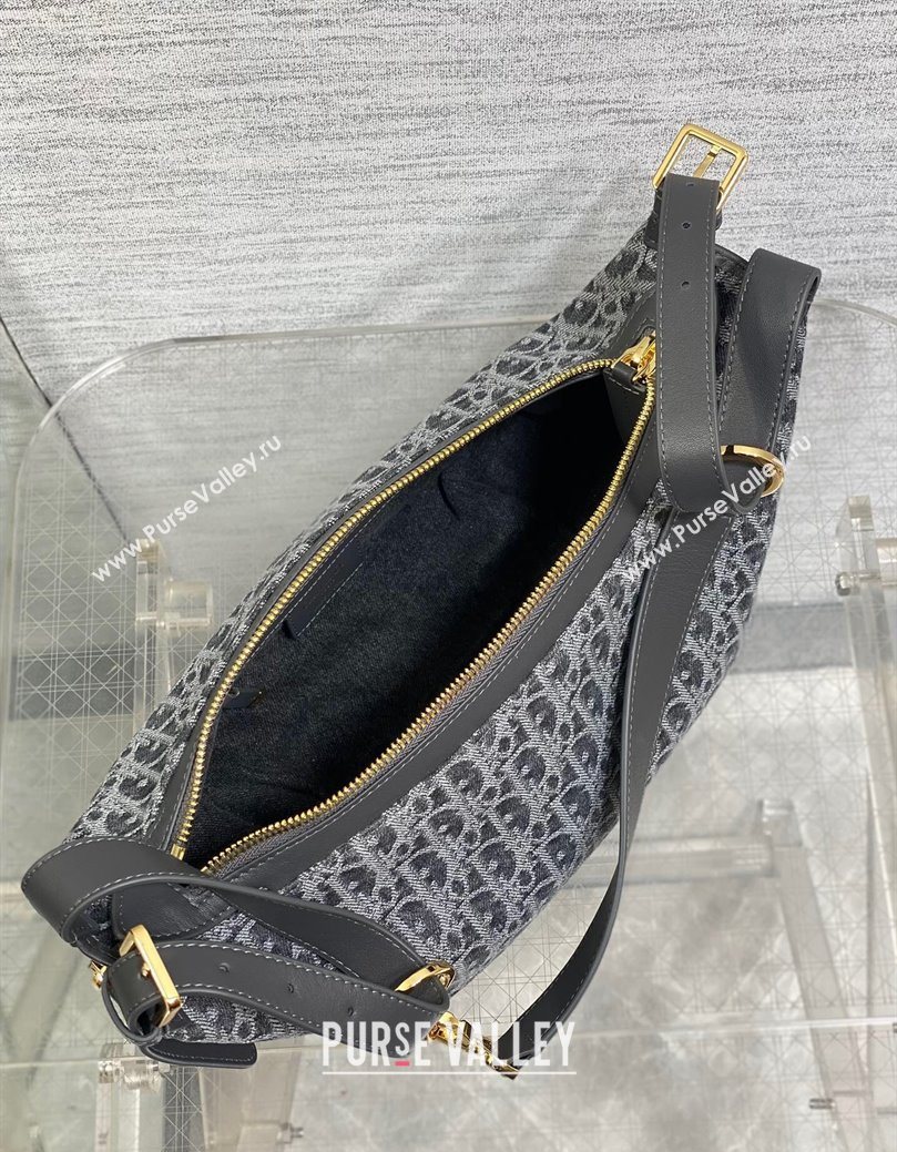 Dior Small D-Journey Hobo Bag in Grey Denim Oblique Jacquard 2025 S2866 (XXG-251122049)