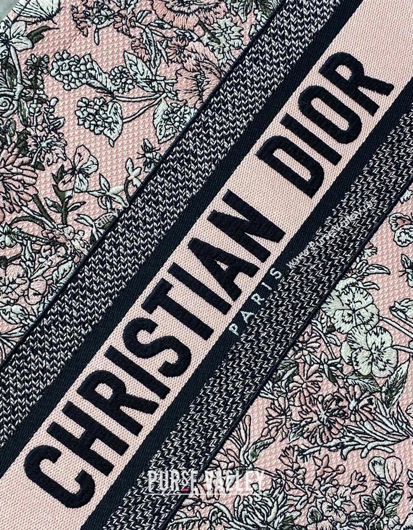 Dior Lucky Medium Dior Book Tote Bag in Pink Multicolor Flowers Calendar Allover Embroidery 2025 (XXG-251122052)