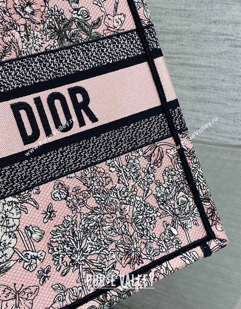 Dior Lucky Medium Dior Book Tote Bag in Pink Multicolor Flowers Calendar Allover Embroidery 2025 (XXG-251122052)