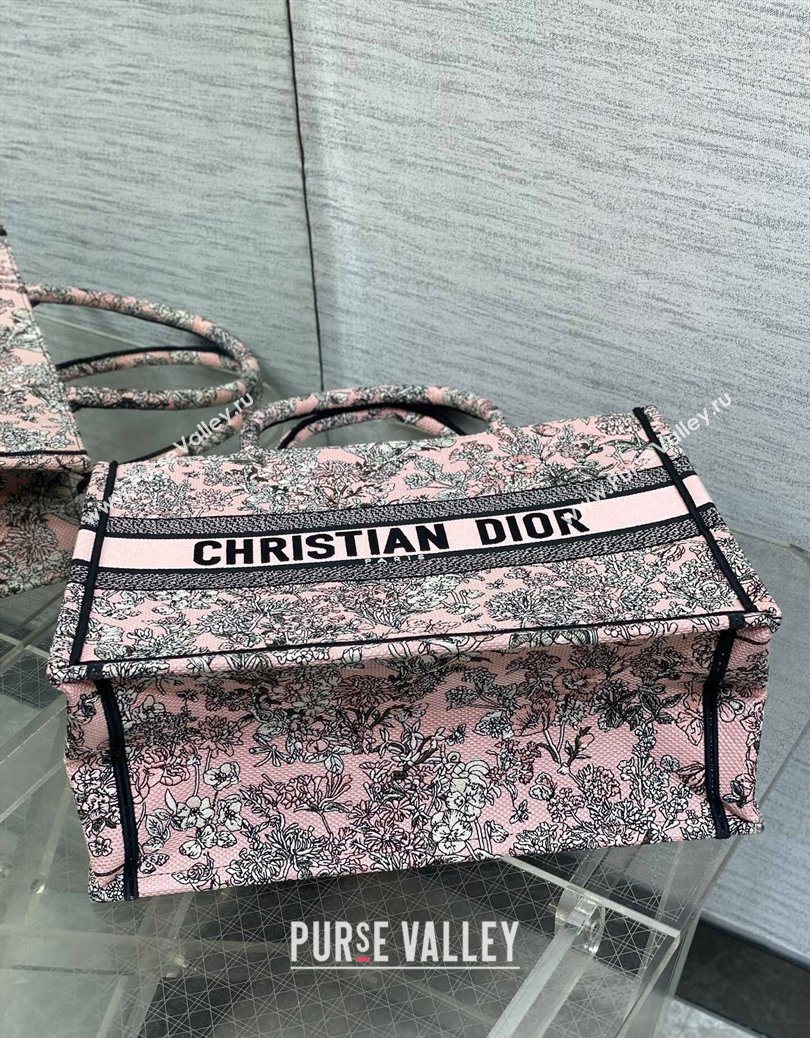 Dior Lucky Medium Dior Book Tote Bag in Pink Multicolor Flowers Calendar Allover Embroidery 2025 (XXG-251122052)