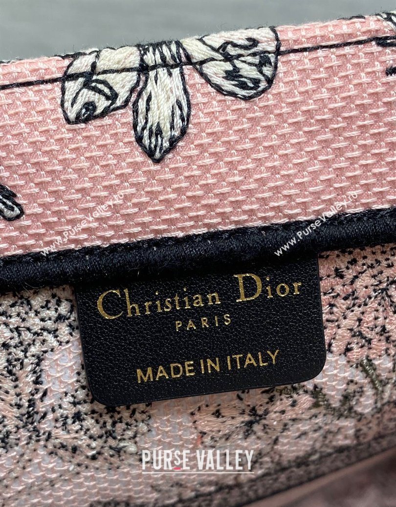 Dior Lucky Medium Dior Book Tote Bag in Pink Multicolor Flowers Calendar Allover Embroidery 2025 (XXG-251122052)