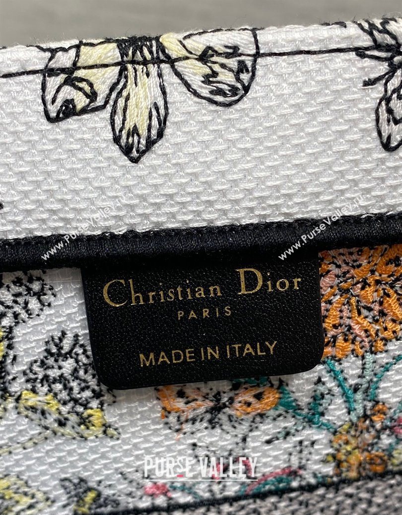 Dior Lucky Medium Dior Book Tote Bag in White Multicolor Flowers Calendar Allover Embroidery 2025 (XXG-251122051)