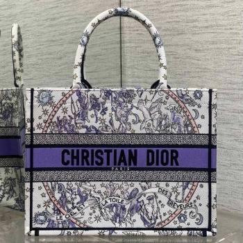 Dior Lucky Medium Dior Book Tote Bag in White and Blue Night of Dreams Embroidery 2025 (XXG-251122050)