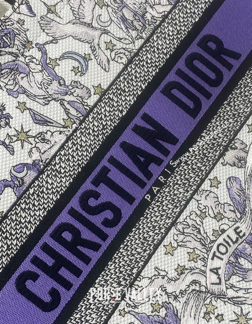 Dior Lucky Medium Dior Book Tote Bag in White and Blue Night of Dreams Embroidery 2025 (XXG-251122050)