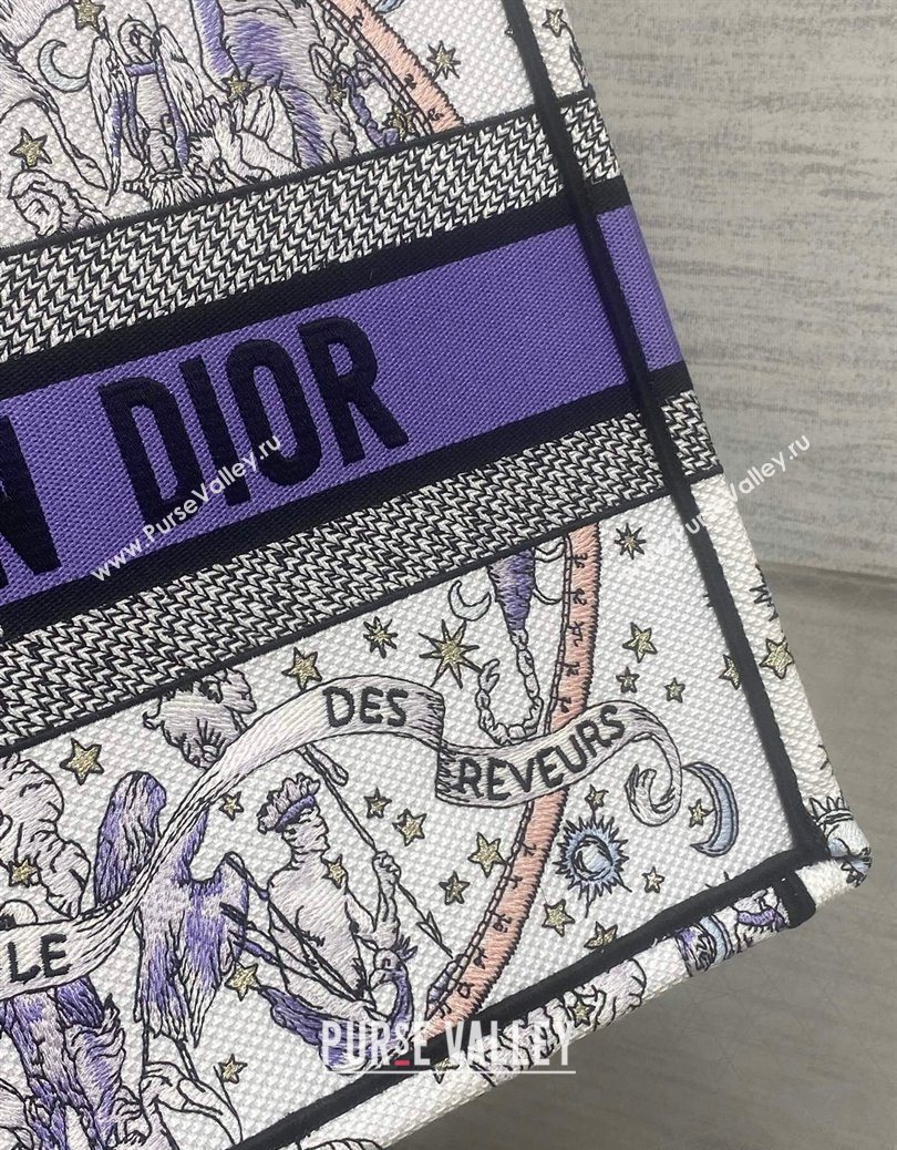 Dior Lucky Medium Dior Book Tote Bag in White and Blue Night of Dreams Embroidery 2025 (XXG-251122050)