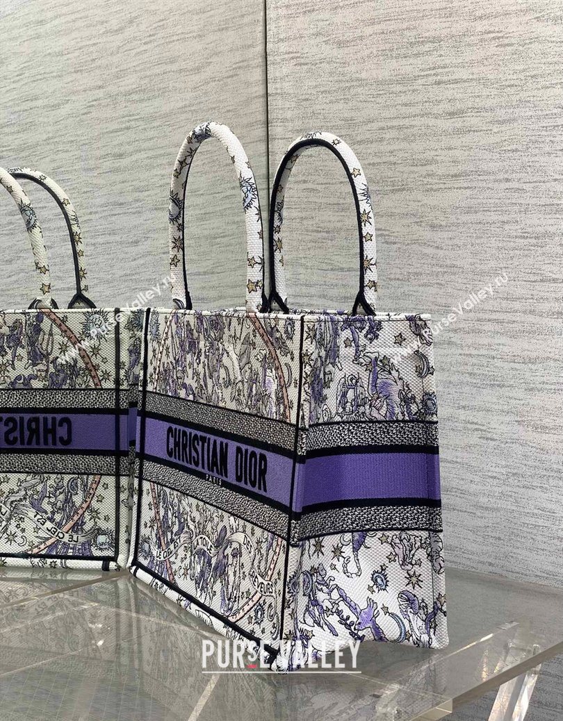 Dior Lucky Medium Dior Book Tote Bag in White and Blue Night of Dreams Embroidery 2025 (XXG-251122050)
