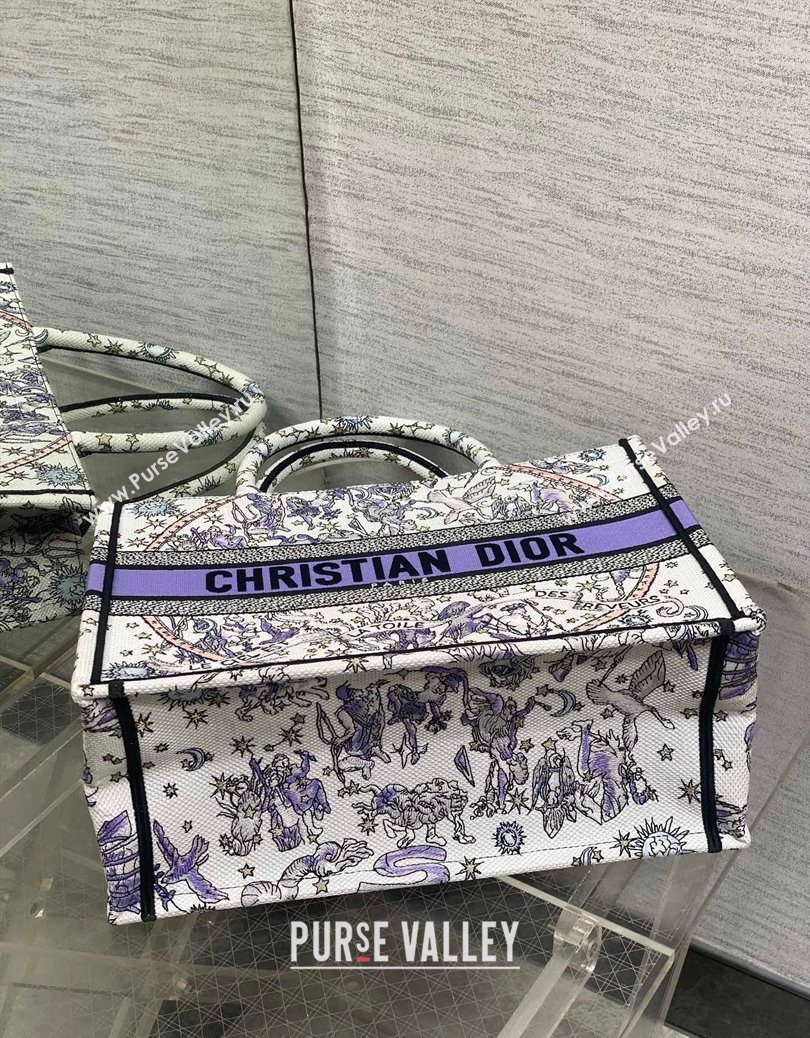 Dior Lucky Medium Dior Book Tote Bag in White and Blue Night of Dreams Embroidery 2025 (XXG-251122050)