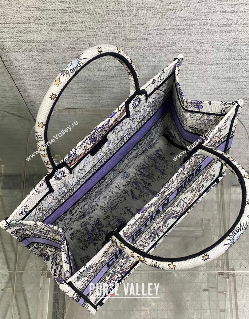 Dior Lucky Medium Dior Book Tote Bag in White and Blue Night of Dreams Embroidery 2025 (XXG-251122050)