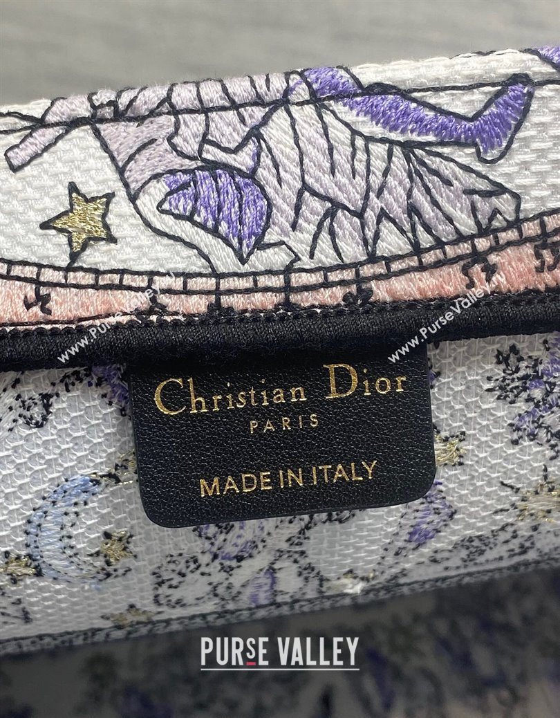 Dior Lucky Medium Dior Book Tote Bag in White and Blue Night of Dreams Embroidery 2025 (XXG-251122050)