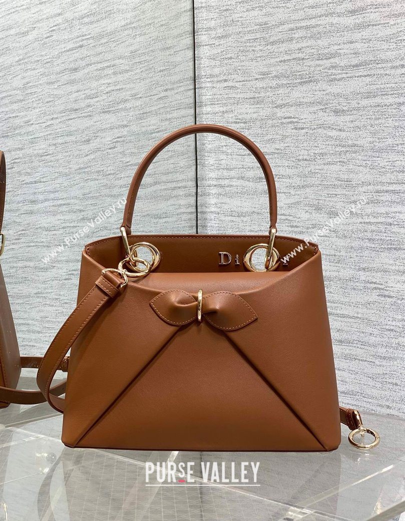 Dior Bow Top Handle Bag in Calfskin Leather Brown 2025 DR112201 (XXG-251122035)