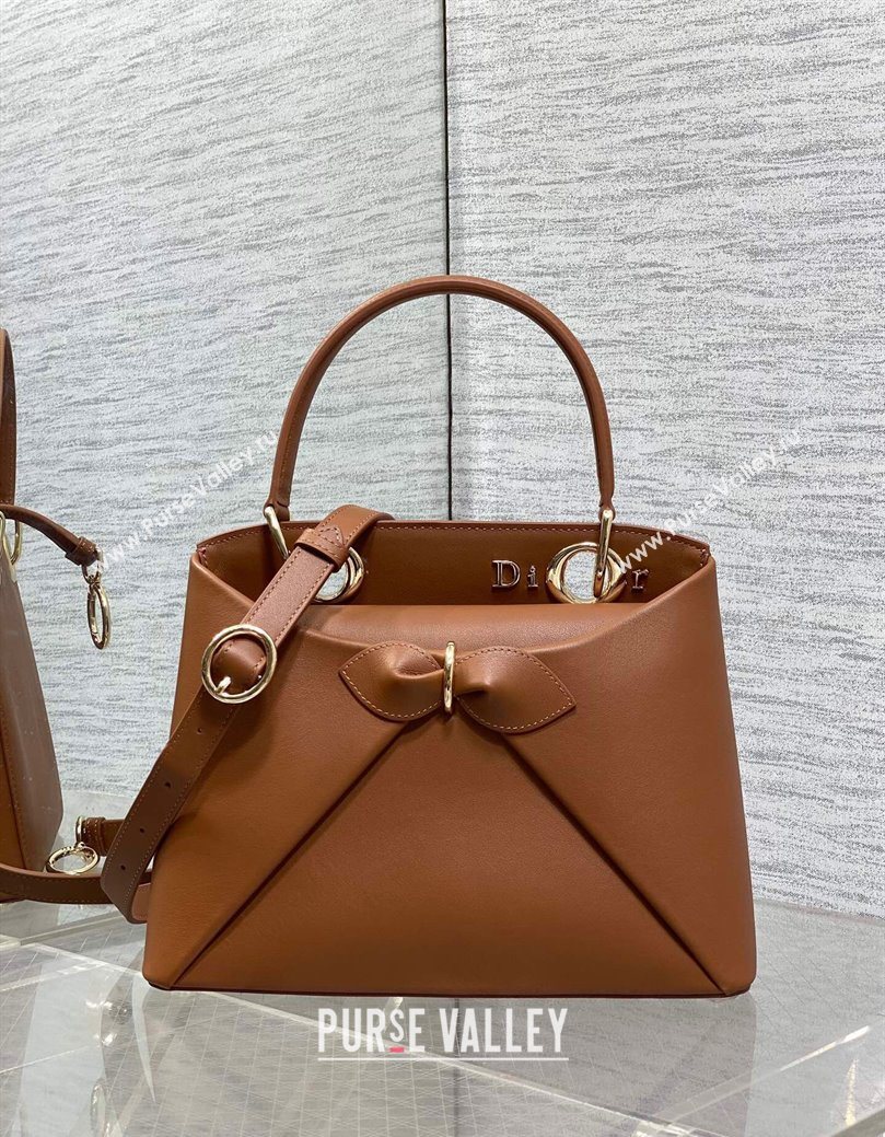 Dior Bow Top Handle Bag in Calfskin Leather Brown 2025 DR112201 (XXG-251122035)