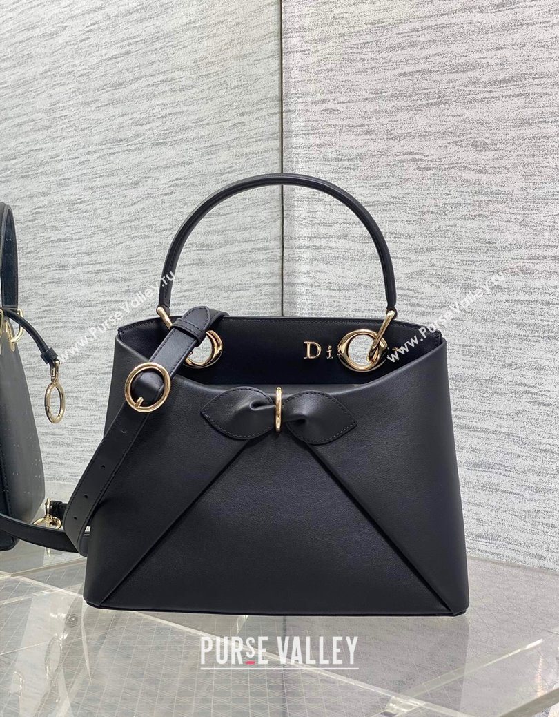 Dior Bow Top Handle Bag in Calfskin Leather Black 2025 DR112201 (XXG-251122031)