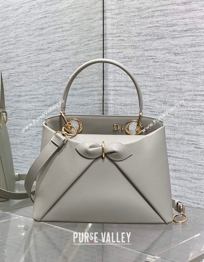 Dior Bow Top Handle Bag in Calfskin Leather Grey 2025 DR112201 (XXG-251122036)