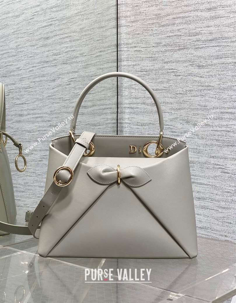 Dior Bow Top Handle Bag in Calfskin Leather Grey 2025 DR112201 (XXG-251122036)