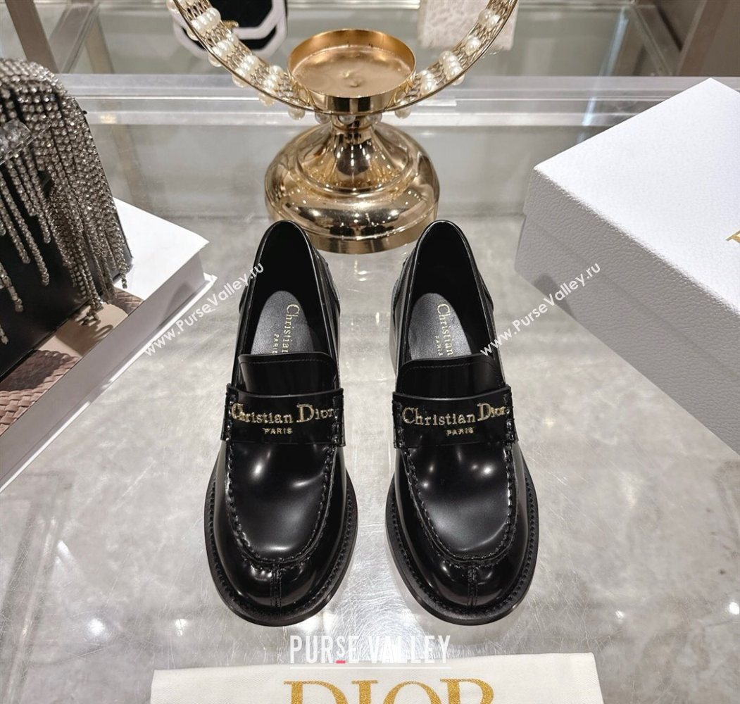 Dior Boy Loafer Pumps 5cm in Brushed Calfskin Leather Black 2025 1216 (MD-251216090)