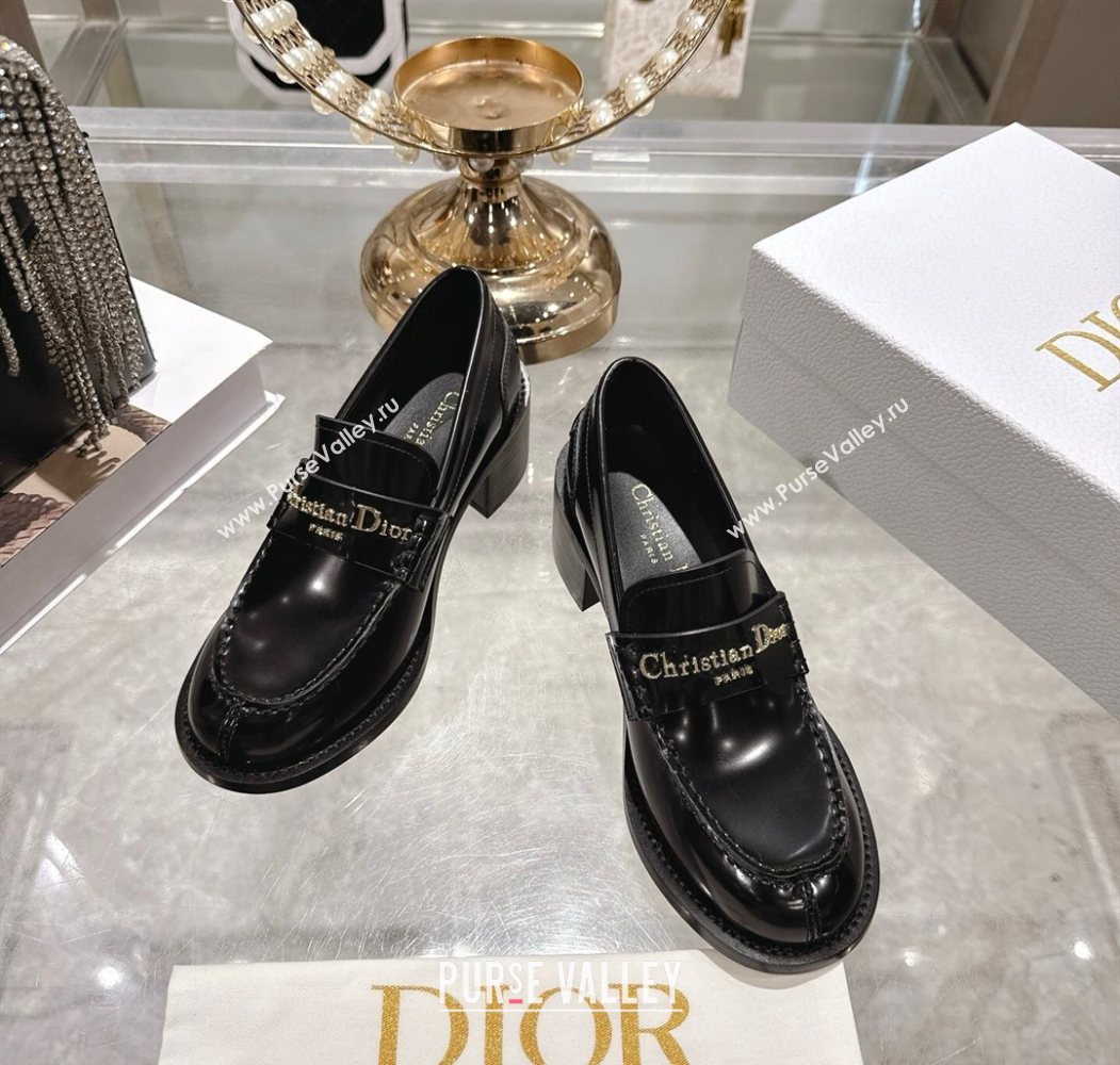 Dior Boy Loafer Pumps 5cm in Brushed Calfskin Leather Black 2025 1216 (MD-251216090)