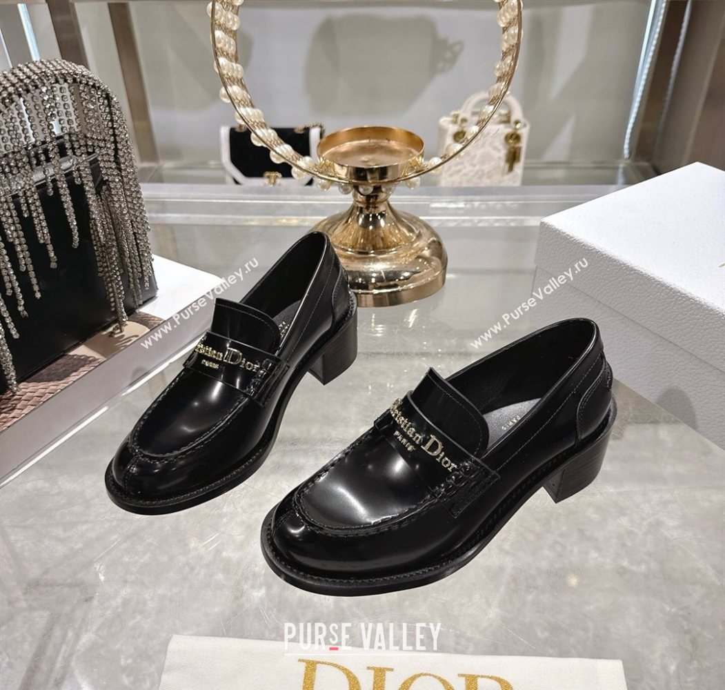 Dior Boy Loafer Pumps 5cm in Brushed Calfskin Leather Black 2025 1216 (MD-251216090)