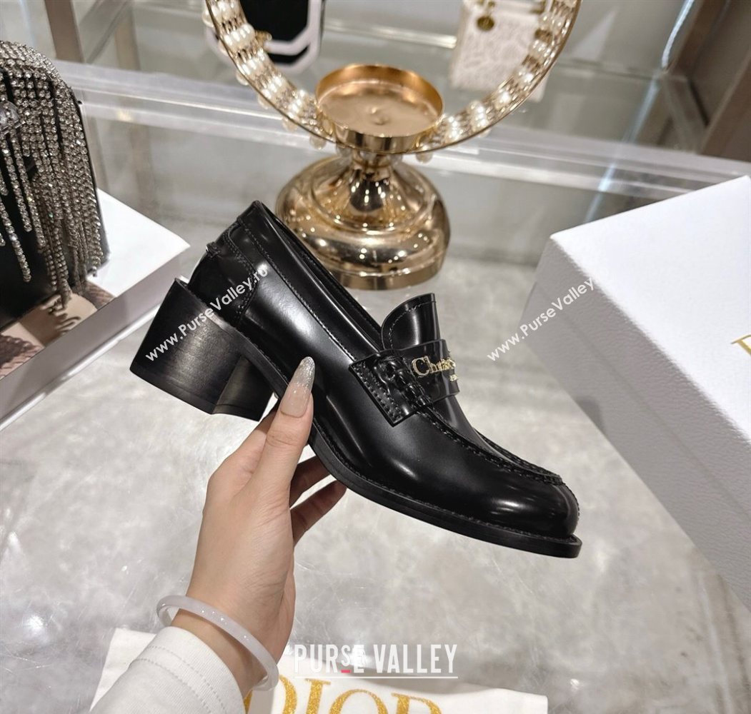 Dior Boy Loafer Pumps 5cm in Brushed Calfskin Leather Black 2025 1216 (MD-251216090)
