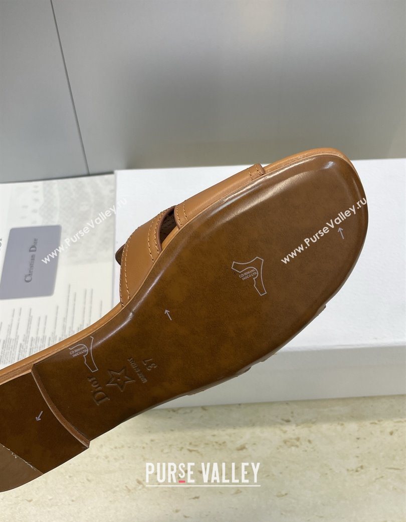 Dior 30 Montaigne Flat Slides Sandal in Calfskin Leather with Pearl Brown 2025 (JC-251217007)