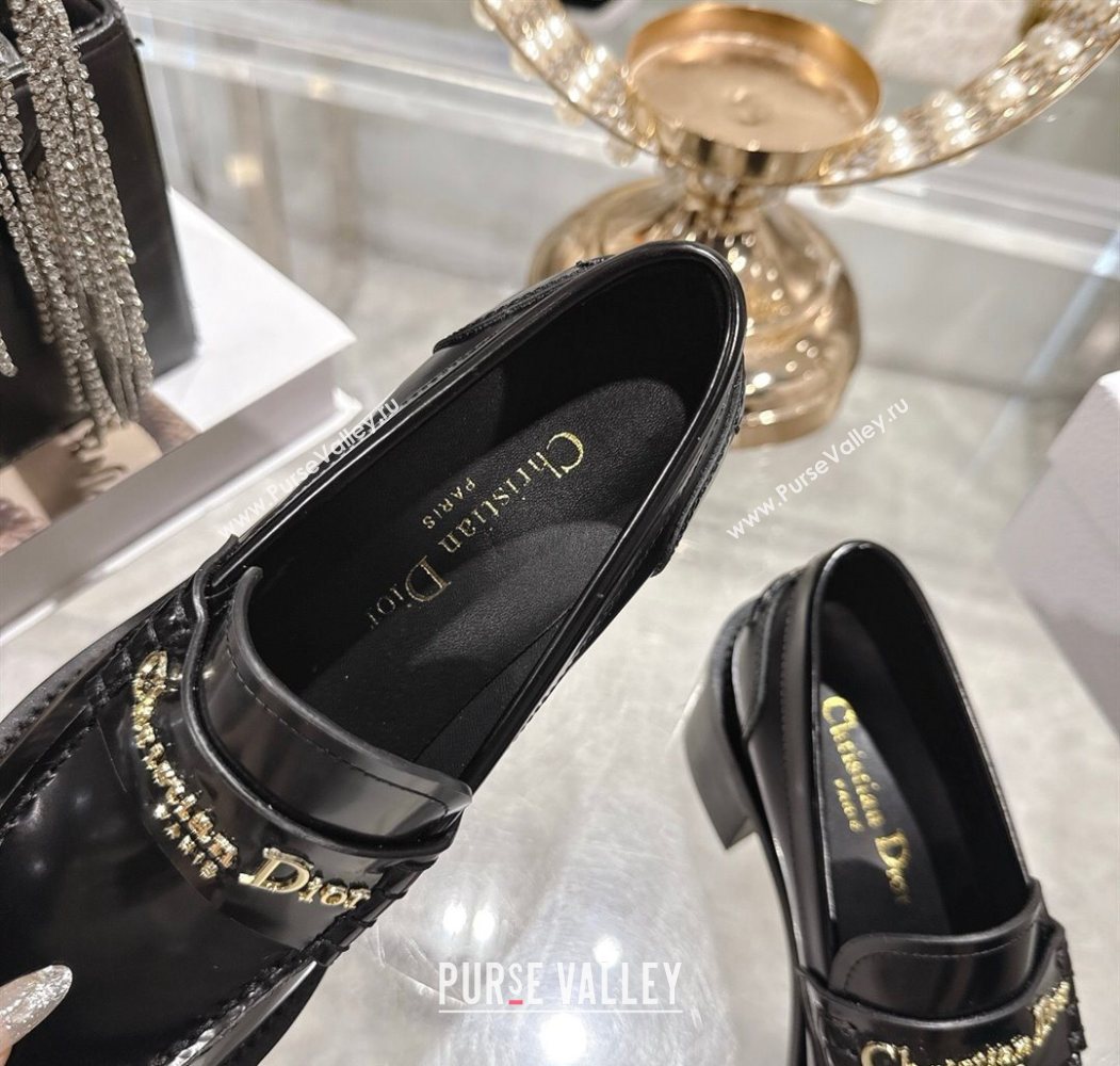 Dior Boy Loafer Pumps 5cm in Brushed Calfskin Leather Black 2025 1216 (MD-251216090)