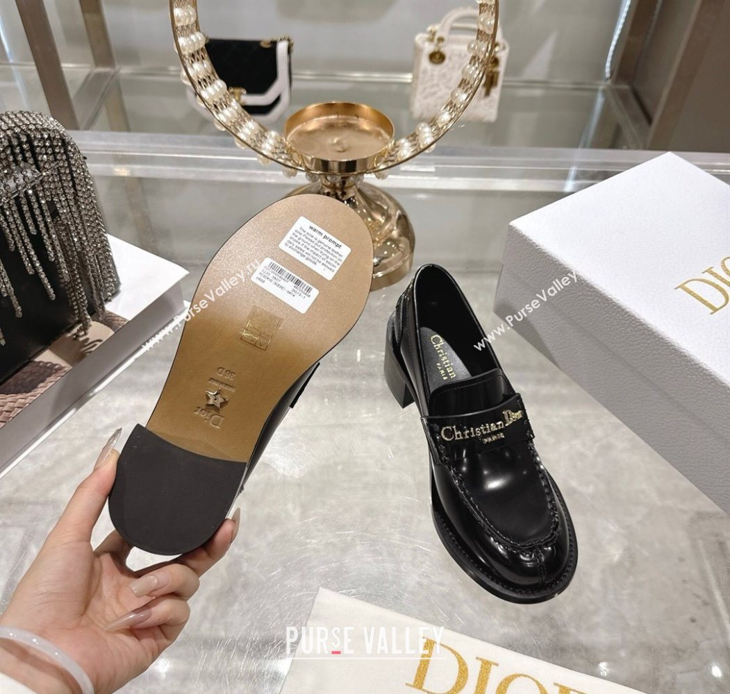 Dior Boy Loafer Pumps 5cm in Brushed Calfskin Leather Black 2025 1216 (MD-251216090)