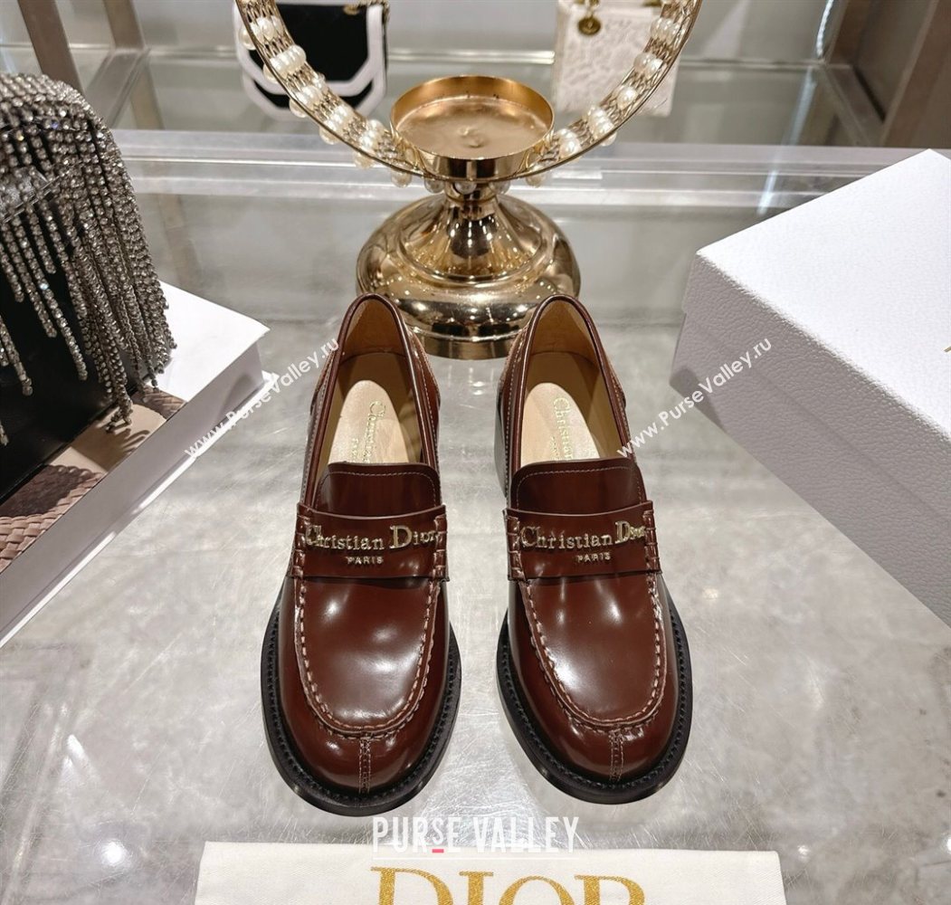 Dior Boy Loafer Pumps 5cm in Brushed Calfskin Leather Brown 2025 1216 (MD-251216089)
