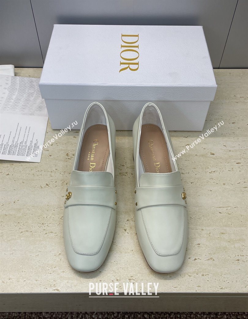 Dior D-New Loafers 3.5cm in Calfskin Leather White 2025 DR121602 (JC-251216097)