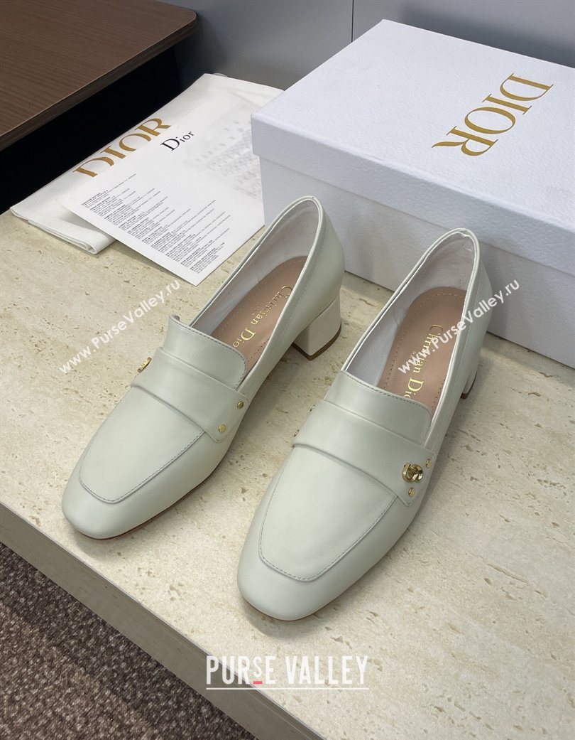 Dior D-New Loafers 3.5cm in Calfskin Leather White 2025 DR121602 (JC-251216097)
