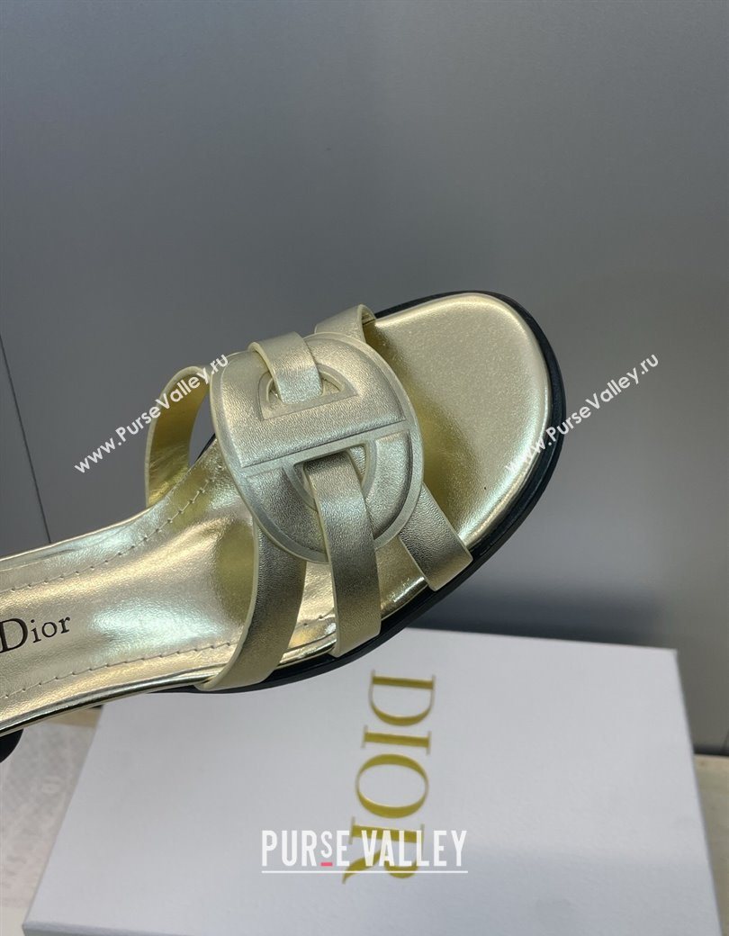 Dior D-Club Heeled Slides Sandal 6cm in Calfskin Leather Gold 2025 DR121701 (JC-251217011)