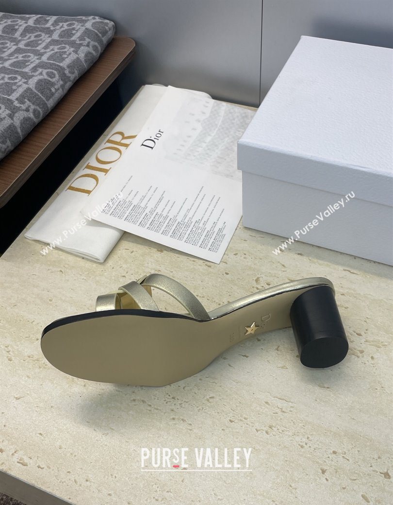 Dior D-Club Heeled Slides Sandal 6cm in Calfskin Leather Gold 2025 DR121701 (JC-251217011)