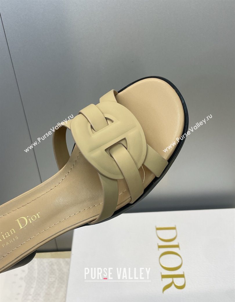 Dior D-Club Heeled Slides Sandal 6cm in Calfskin Leather Beige 2025 DR121701 (JC-251217014)