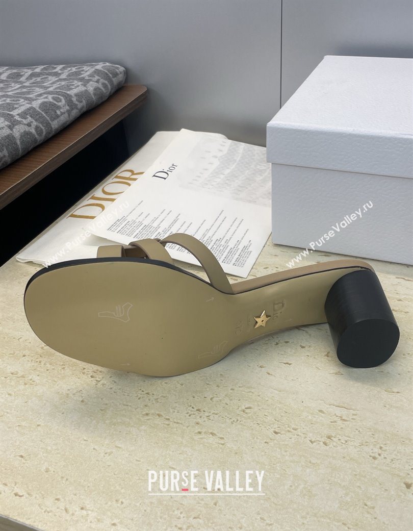 Dior D-Club Heeled Slides Sandal 6cm in Calfskin Leather Beige 2025 DR121701 (JC-251217014)