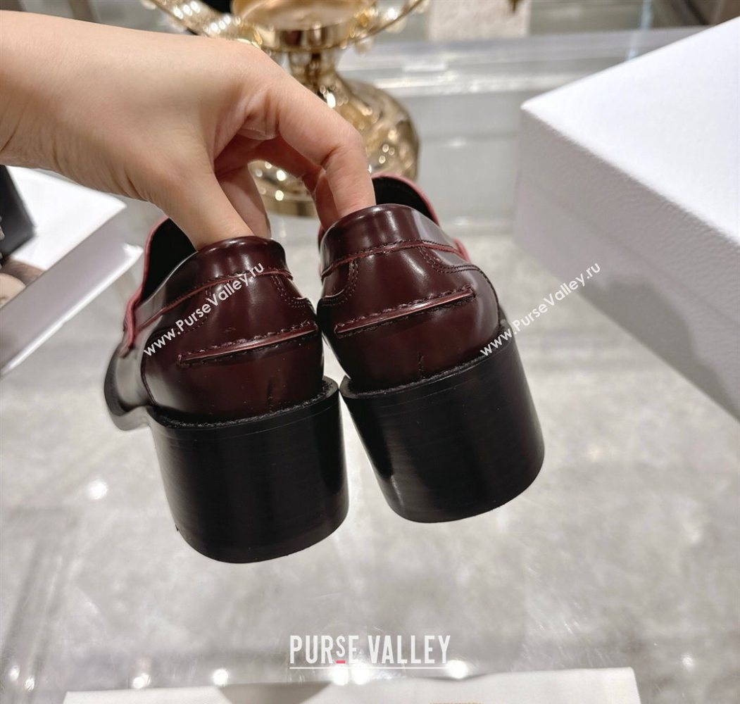 Dior Boy Loafer Pumps 5cm in Brushed Calfskin Leather Dark Burgundy 2025 1216 (MD-251216091)