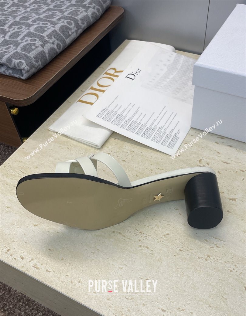 Dior D-Club Heeled Slides Sandal 6cm in Calfskin Leather White 2025 DR121701 (JC-251217016)