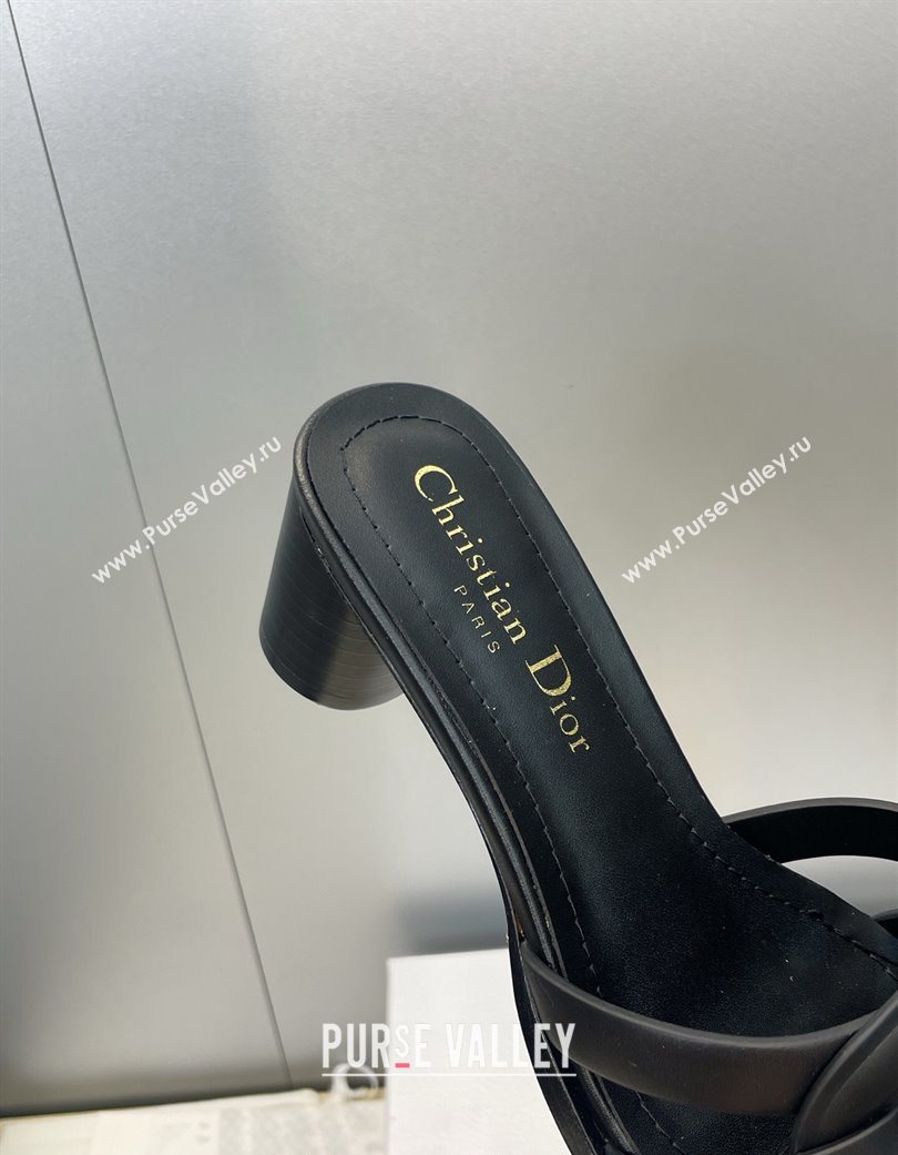 Dior D-Club Heeled Slides Sandal 6cm in Calfskin Leather Black 2025 DR121701 (JC-251217017)