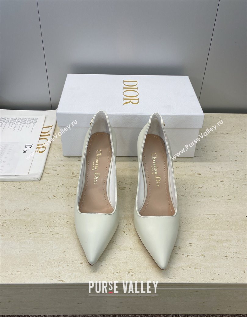 Dior D-Time Pumps 8cm in Calfskin Leather White 2025 DR121703 (JC-251217039)