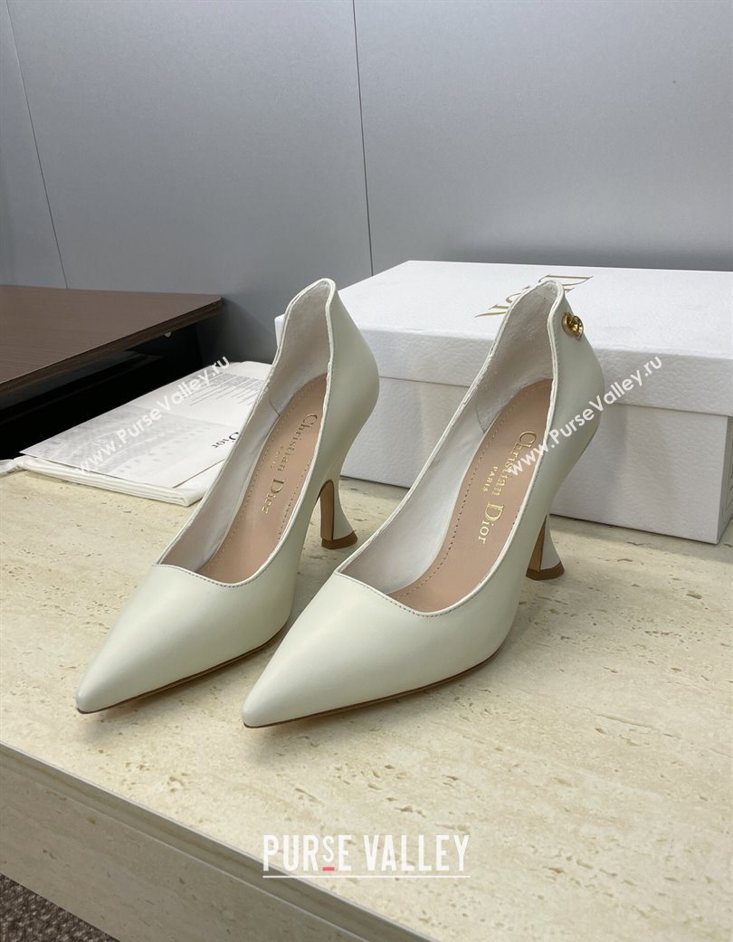 Dior D-Time Pumps 8cm in Calfskin Leather White 2025 DR121703 (JC-251217039)