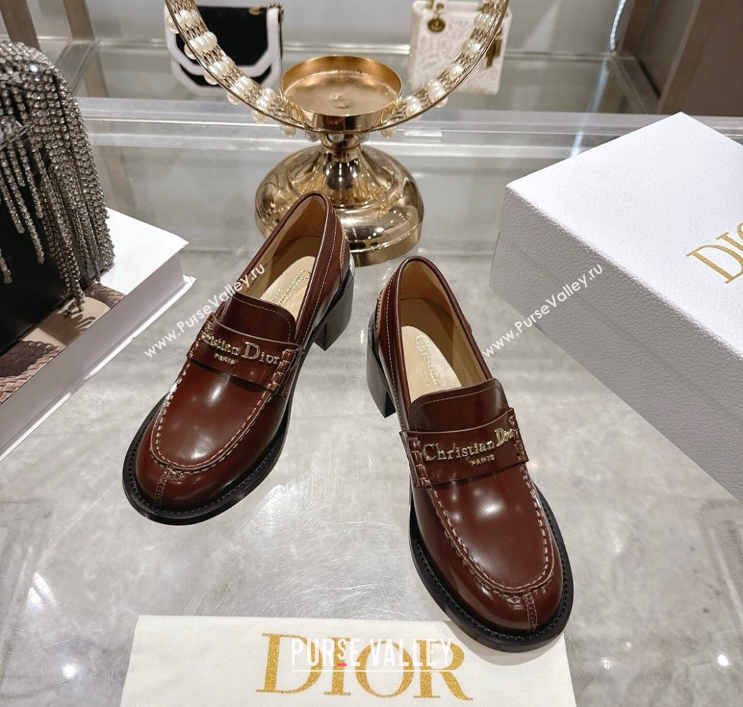 Dior Boy Loafer Pumps 5cm in Brushed Calfskin Leather Brown 2025 1216 (MD-251216089)
