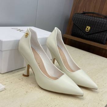 Dior D-Time Pumps 8cm in Calfskin Leather White 2025 DR121703 (JC-251217039)