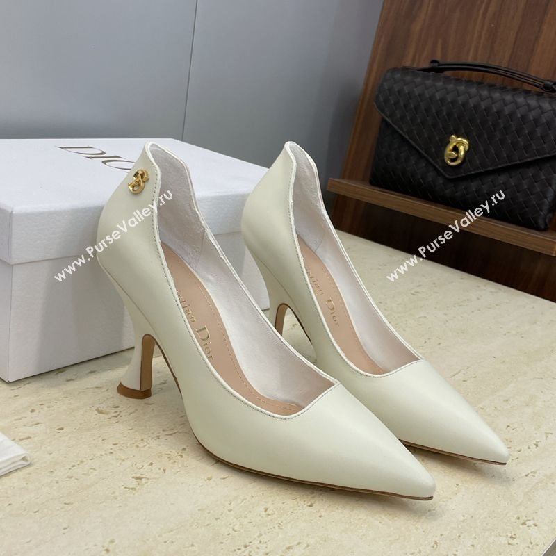 Dior D-Time Pumps 8cm in Calfskin Leather White 2025 DR121703 (JC-251217039)