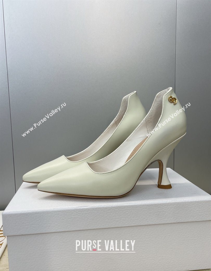 Dior D-Time Pumps 8cm in Calfskin Leather White 2025 DR121703 (JC-251217039)