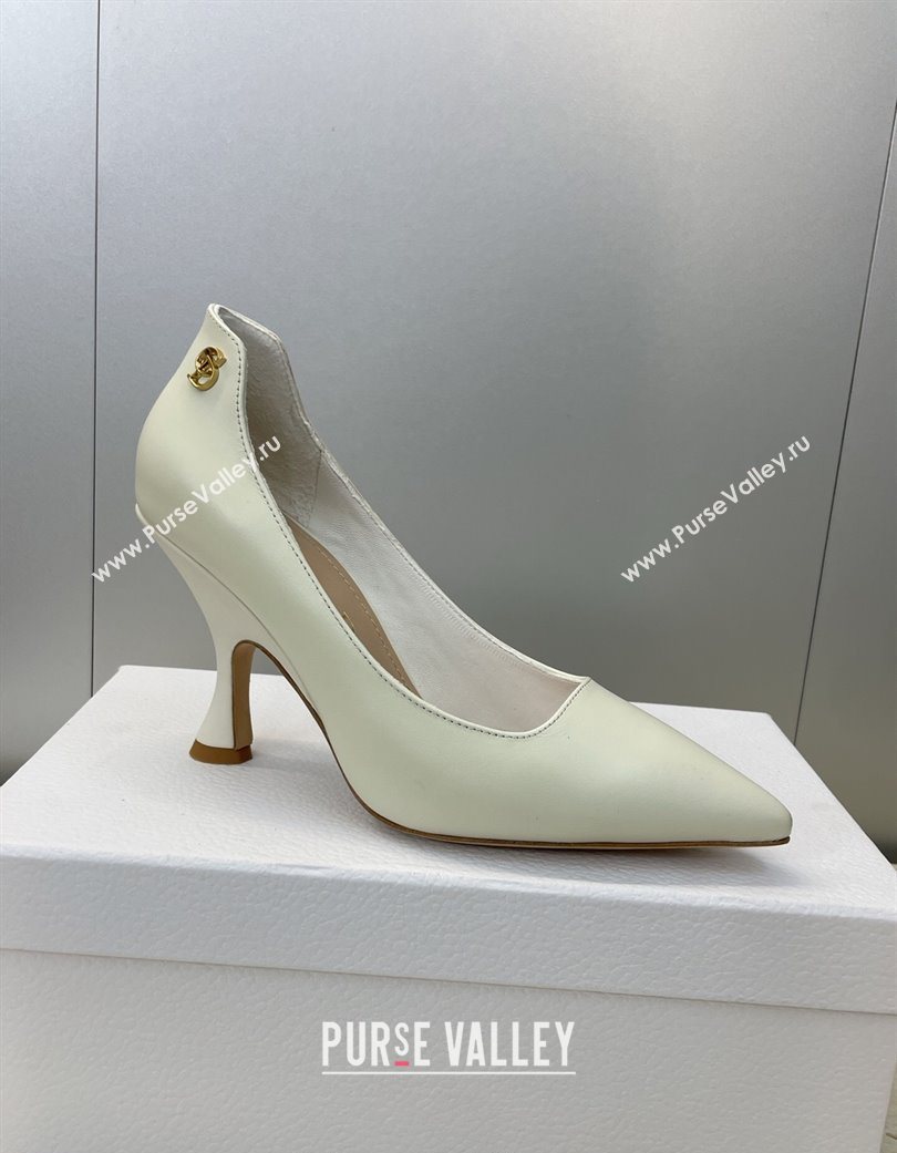 Dior D-Time Pumps 8cm in Calfskin Leather White 2025 DR121703 (JC-251217039)